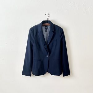 Gap Navy Medium Weight Single Button Pink Pipe & Pinstripe Lined Blazer NWOT 8